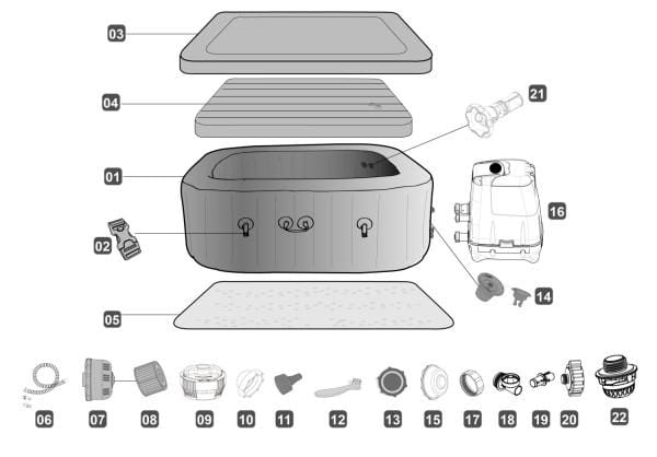 Pièces détachées Spas gonflables Joints du raccord d'eau pour les pompes de Lay-Z-Spa™ Hydrojet Bestway 4