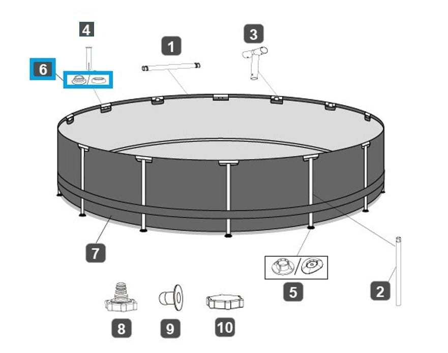 Pièces Détachées Joint pour pin de structure de piscine hors sol Steel Pro Bestway 2