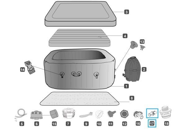 Pièces détachées Spas gonflables Adaptateur de valve de dégonflage pour LAY-Z-SPA® Bestway® (jusqu'en 2020) Bestway 6