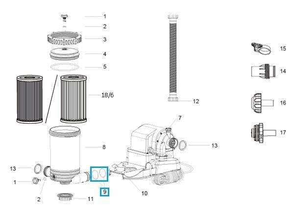 Pièces Détachées Joint de liaison pour pompe de filtration Flowclear™ Bestway® 9 463 l/h Bestway 4