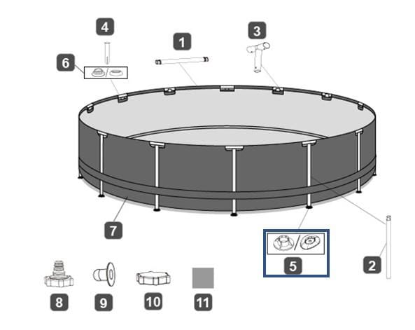 Pièces Détachées Support pied pour piscines Power Steel™ Deluxe Series™ Bestway® 427 x 107 cm Bestway 6