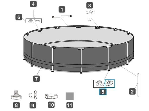 Pièces Détachées Support Pied pour piscines Steel Pro MAX™ Bestway® Ø 305 / 366 cm, rondes Bestway 7