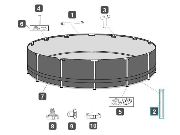 Pièces Détachées Pied vertical pour piscine Steel Pro MAX™ Bestway® 427 x 84 cm ronde Bestway 4