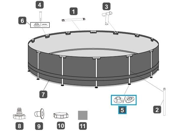 Pièces Détachées Support de pied pour piscines Steel Pro MAX™ Bestway® Ø 427 / 457 cm, rondes Bestway 7