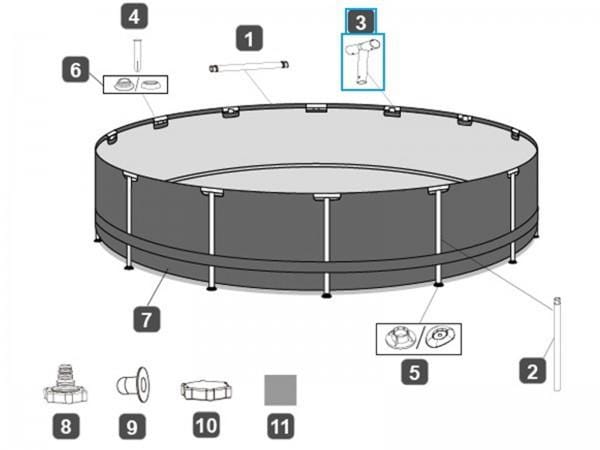 Pièces Détachées Connecteur T pour piscine Steel Pro MAX™ Bestway® 366 x 100cm, aspect rotin (marron chocolat), ronde Bestway 8