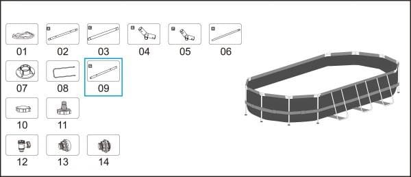 Pièces Détachées Top rail "G" pour Piscines Power Steel™ Bestway 549 x 274 x 122 cm, ovales Bestway 4