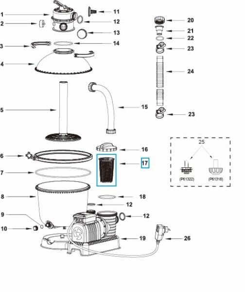 Pièces Détachées Panier pour les systèmes de filtration à sable Flowclear™ Bestway® (sauf 2 006 l/h) Bestway 5