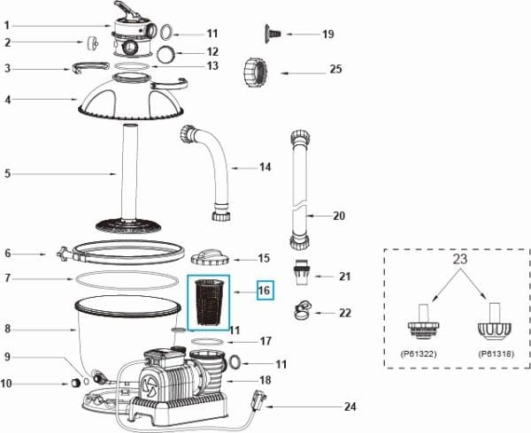 Pièces Détachées Panier pour les systèmes de filtration à sable Flowclear™ Bestway® (sauf 2 006 l/h) Bestway 6