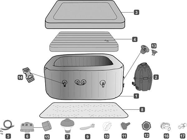 Pièces détachées Spas gonflables Joint de pompe pour (adaptateur A) pour Lay-Z-Spa™ Airjet et Hydrojet Bestway®  (jusqu'à 2020 inclus) Bestway 4