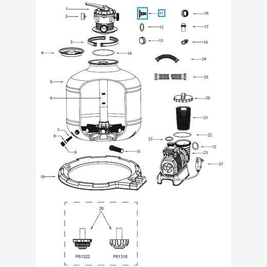 Pièces Détachées Adaptateur de tuyau d'arrosage pour tous les systèmes de filtre à sable Flowclear™ Bestway® Bestway 9