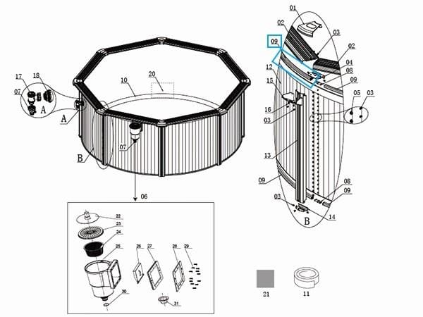 Pièces Détachées Rail de liner pour piscine à parois en acier Hydrium™ Bestway® 360 x 120 cm (jusqu'en 2021) Bestway 3