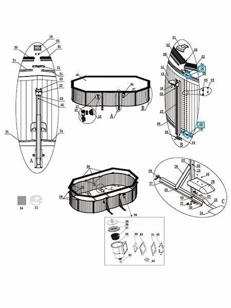 Pièces Détachées Connecteur rail les piscines à parois en acier Hydrium™ Bestway® Bestway 2