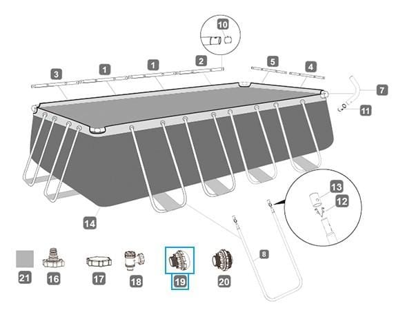 Pièces Détachées Crépine de refoulement pour piscines Bestway® avec un raccordement de Ø 38 mm Bestway 6