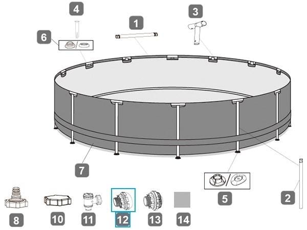 Pièces Détachées Crépine de refoulement pour piscines Bestway® avec un raccordement de Ø 38 mm Bestway 8