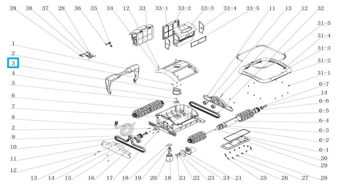 Pièces Détachées Roulement turbine pour robot RAPTOR 58481 Bestway 3