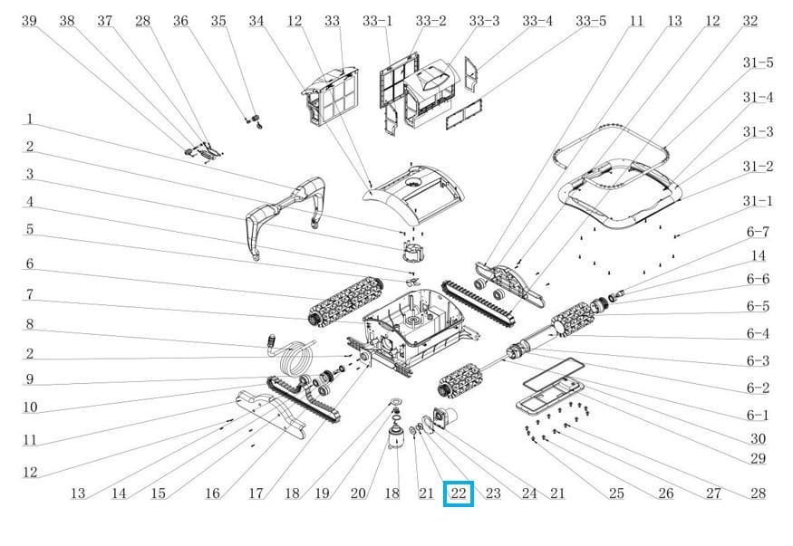 Pièces Détachées Joint torique moteur de pompe pour robot RAPTOR 58481 Bestway 1