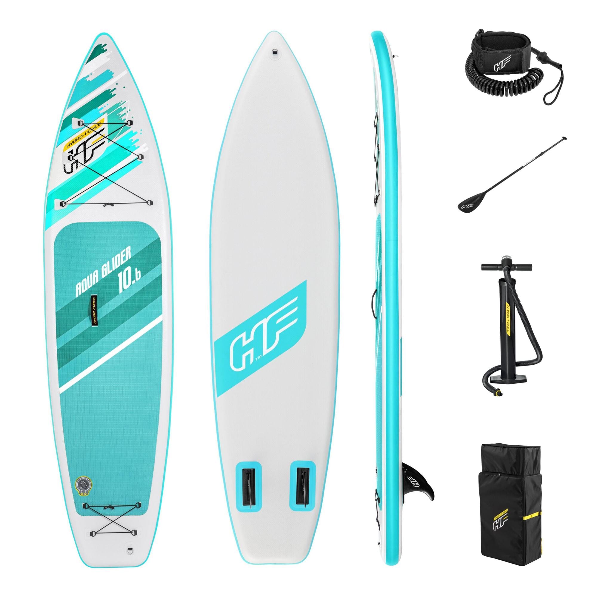 Bateaux, paddle et kayak Paddle SUP gonflable Hydro-Force™ Aqua Glider, 320 x 79 x 12 cm avec pagaie, leash, pompe et sac à dos de transport Bestway 1