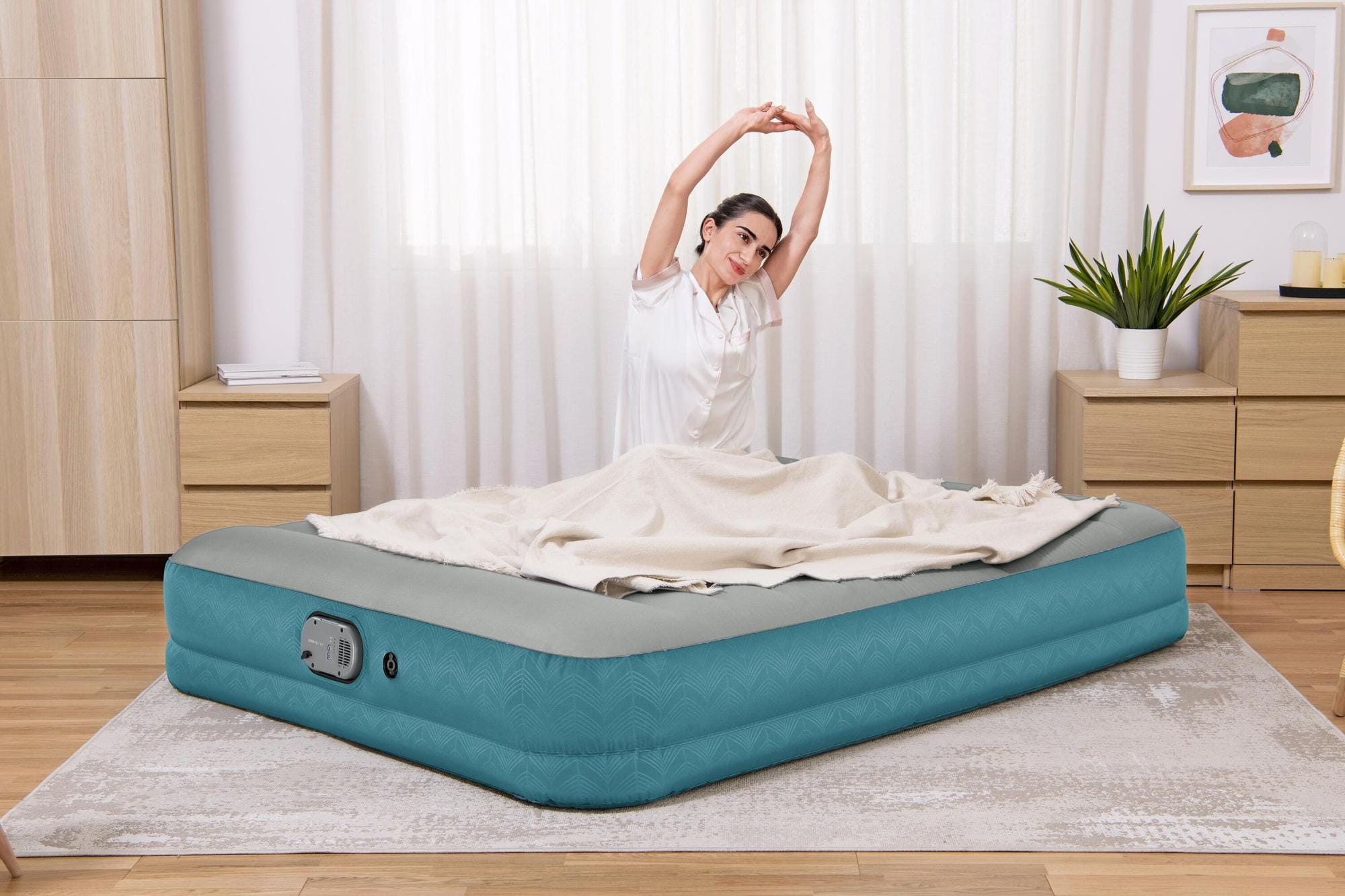 Camping et tente Matelas gonflable 2 places 203x152x36 cm pompe électrique AlwayzAire Bestway 1