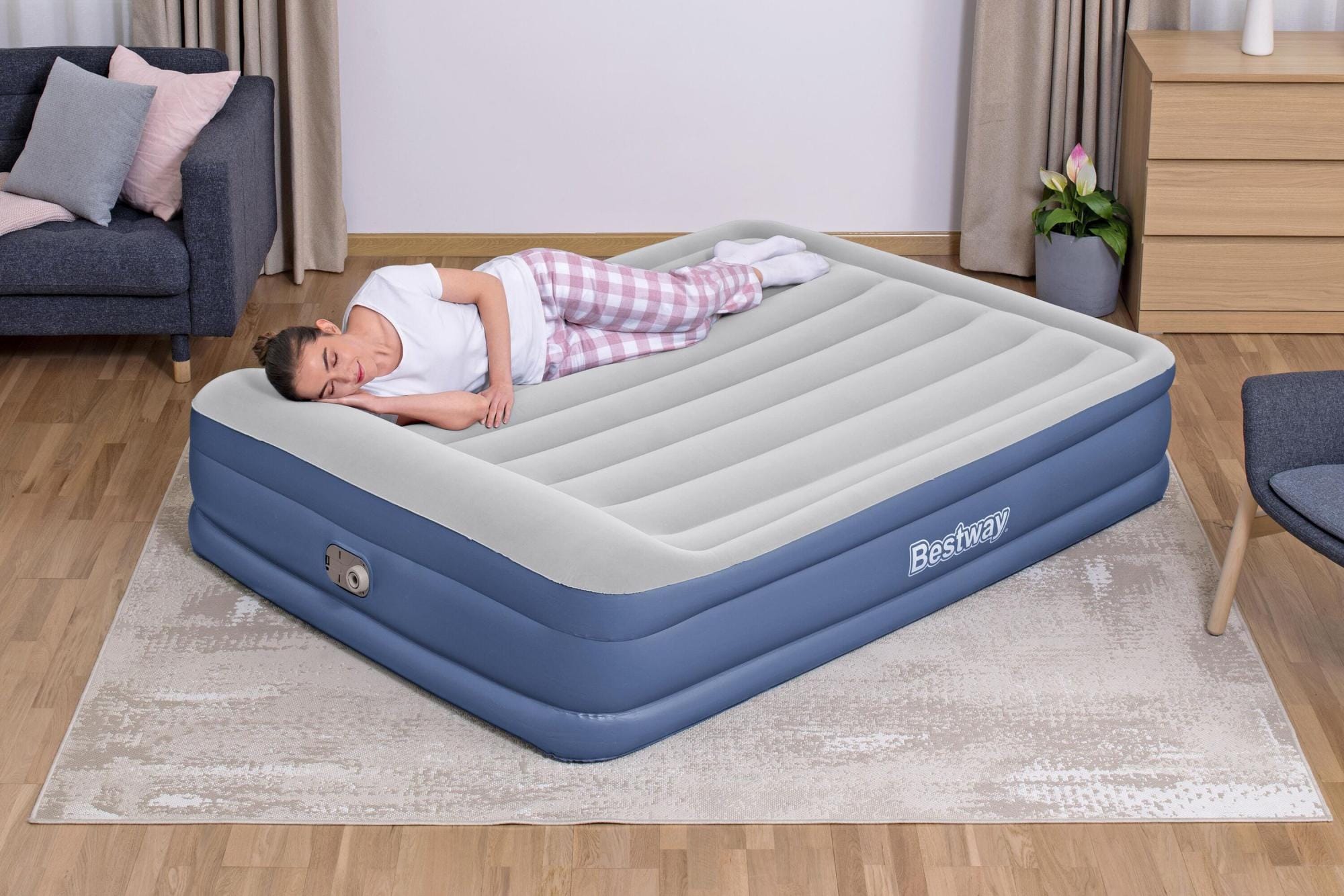 Matelas gonflables Lit gonflable 2 places 203 x 152 x 46cm avec pompe électrique intégrée Bestway 1