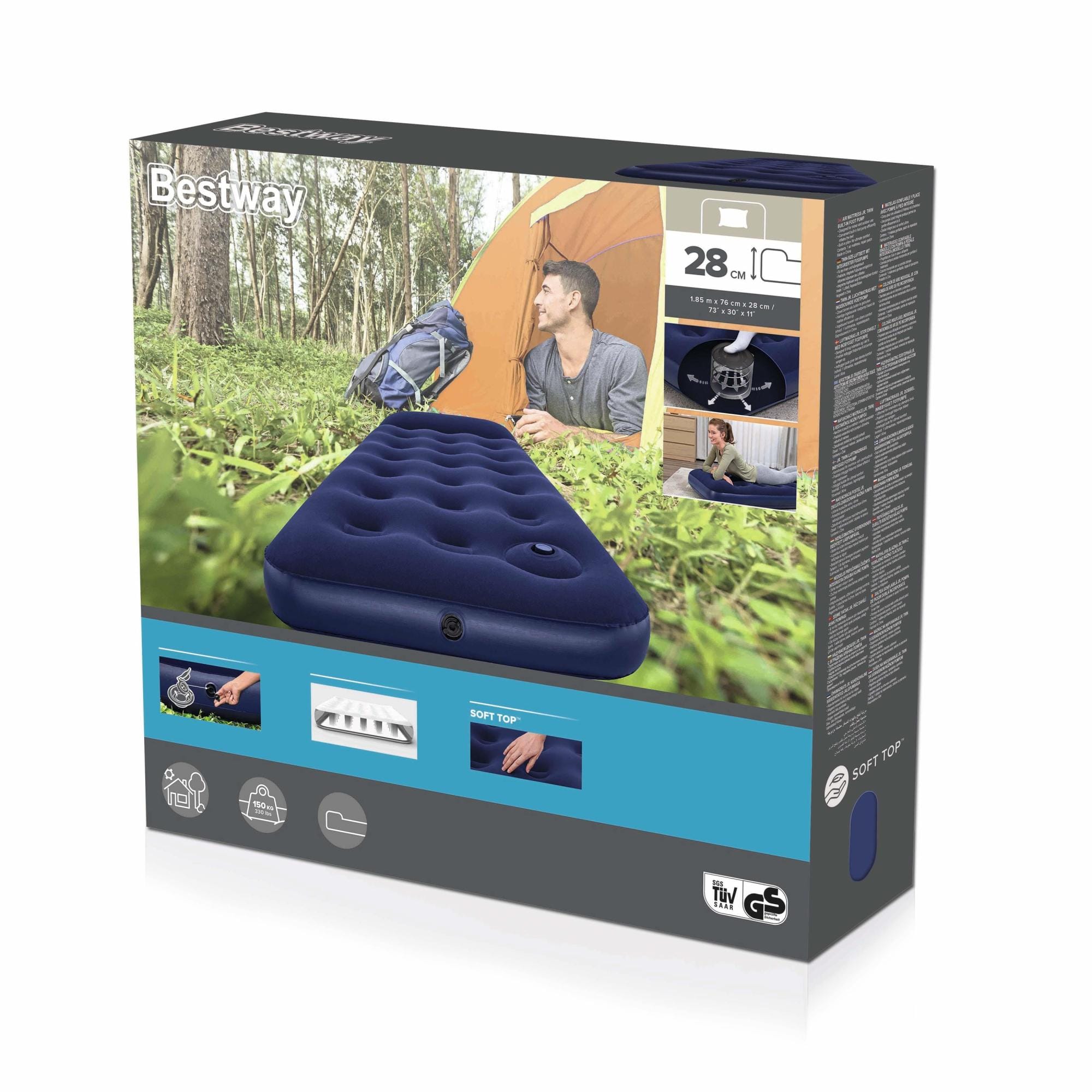 Camping et tente Matelas camping gonflable 1 place 185x76x22cm avec pompe à pied Bestway 4