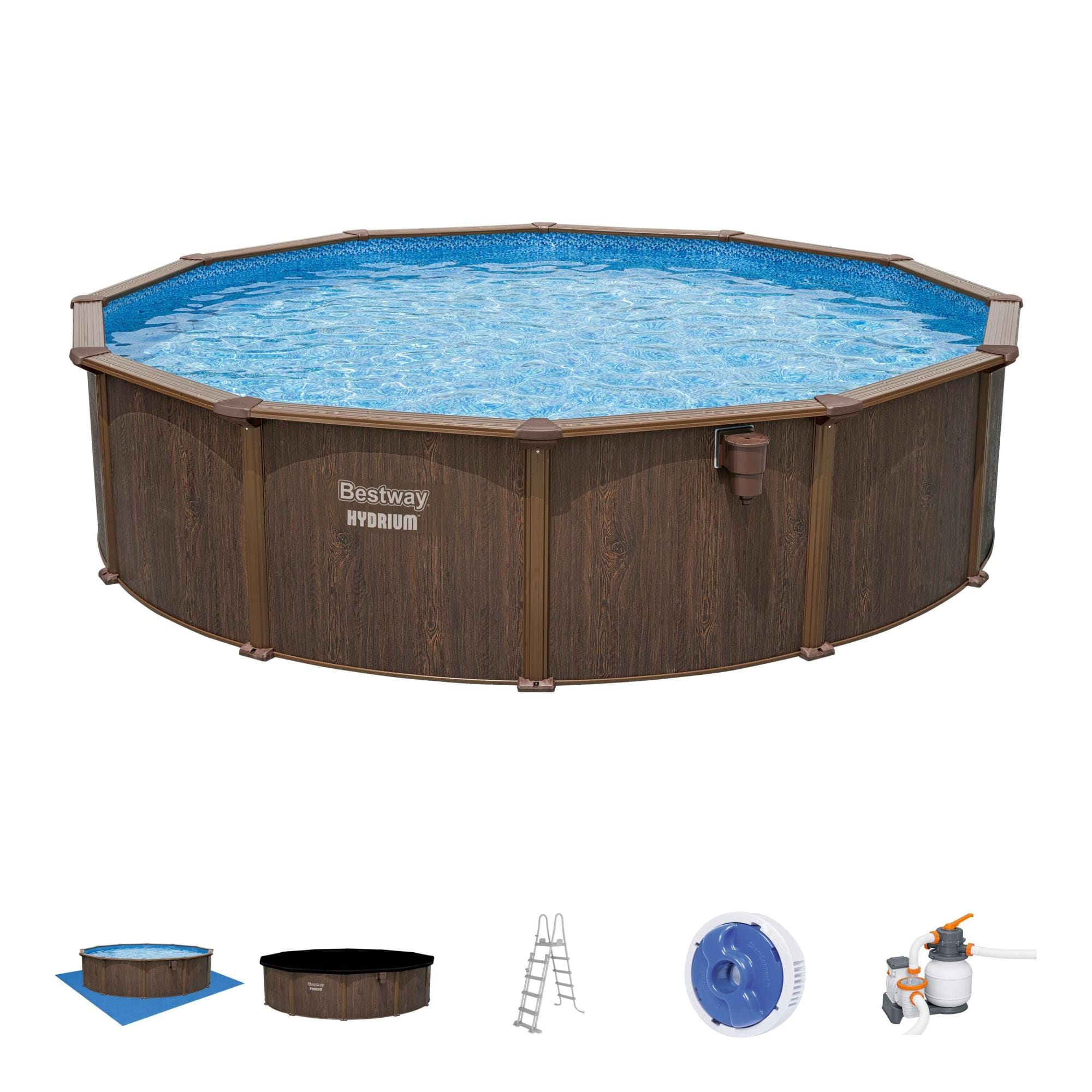 Piscine hors sol Piscine acier hors sol ronde Hydrium 550 x 130 cm effet bois Bestway 1