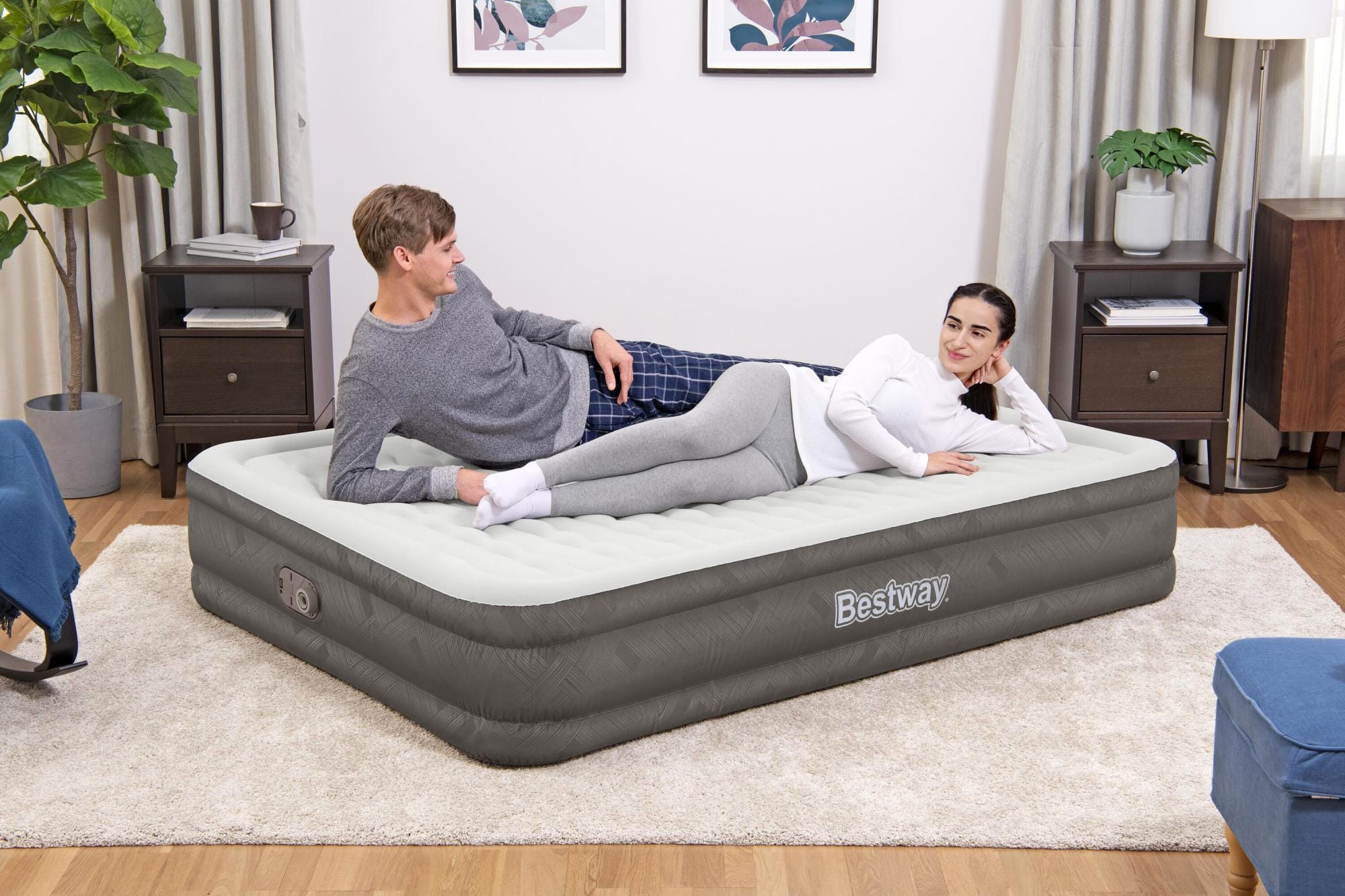 Matelas gonflables Lit gonflable 2 places 203 x 152 x 36 cm pompe électrique intégrée Bestway 1