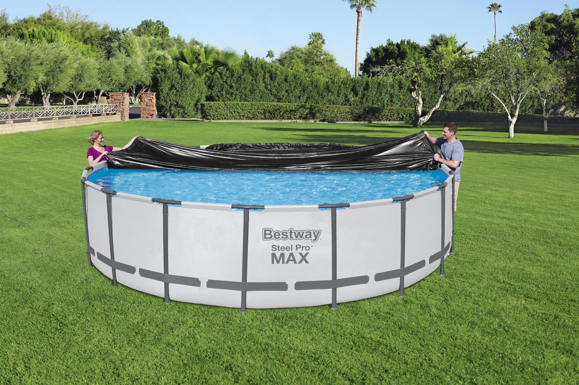 Accessoires Piscine Bâche 4 saisons ronde 555 cm pour piscine hors sol ronde Ø 549 cm Bestway 1