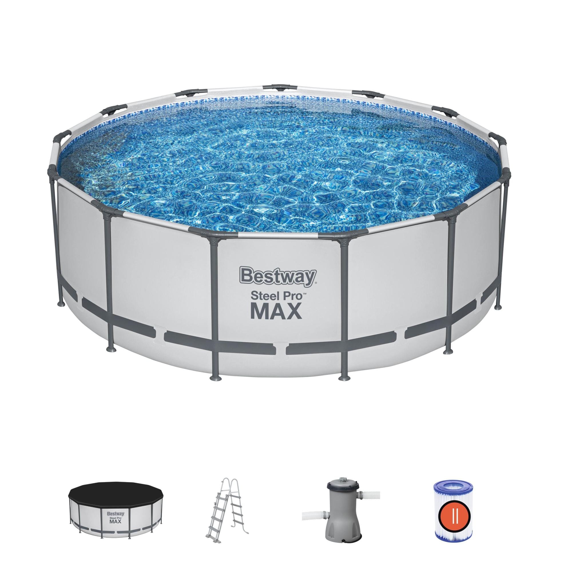 Piscine hors sol Piscine hors sol ronde Steel Pro Max™ 396 x 122 cm avec filtre à cartouche, échelle et bâche Bestway 1