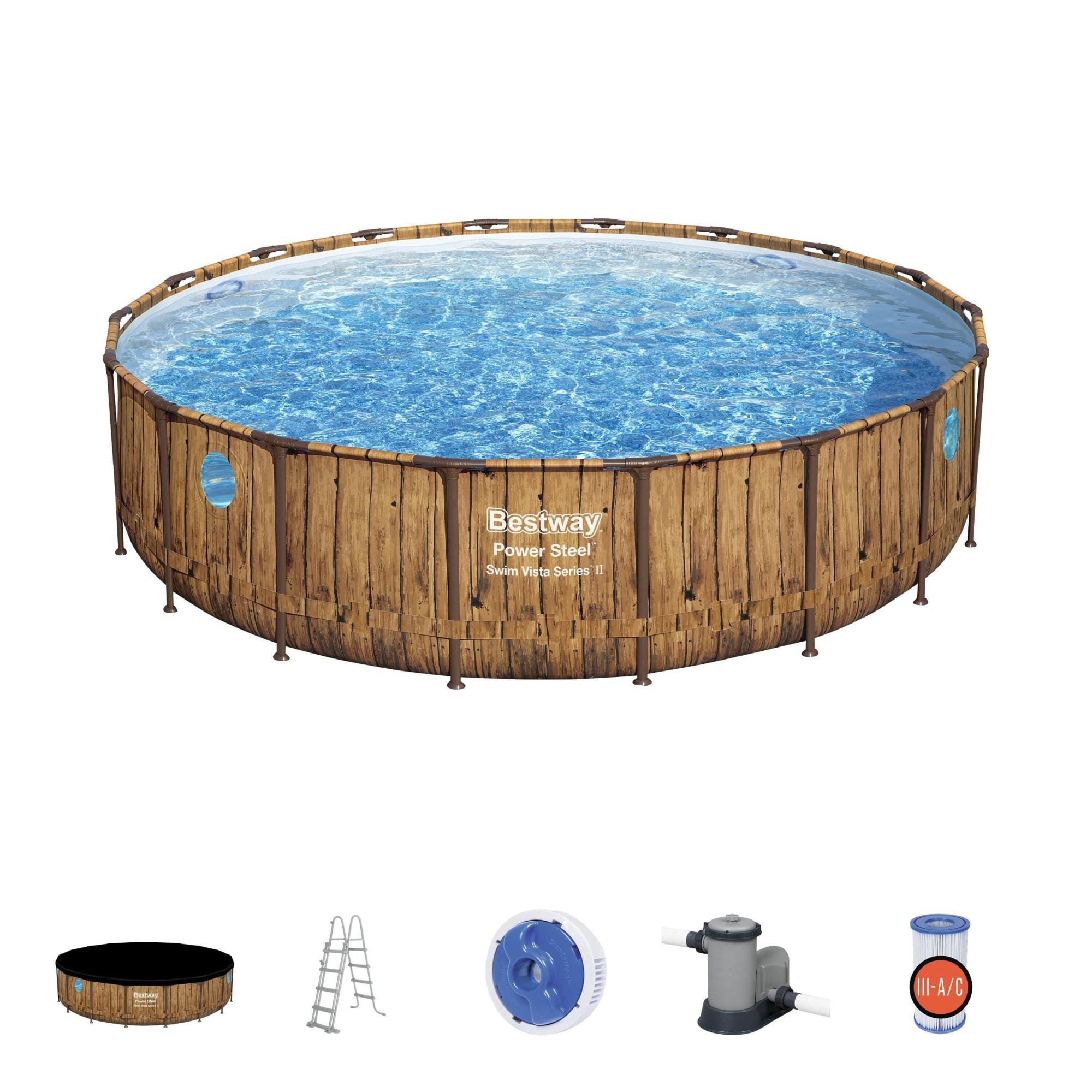 Piscine hors sol Piscine hors sol ronde Power Steel™ Swim Vista motif bois 549 x 122 cm Bestway 1