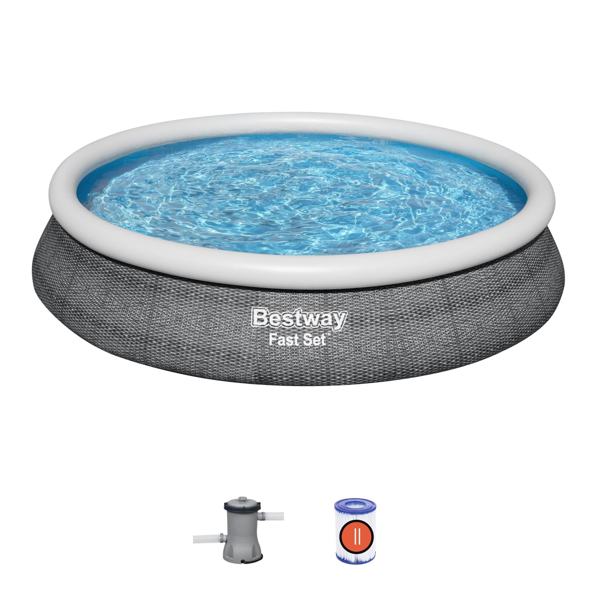 Piscine hors sol Piscine autoportante Fast Set ronde rotin 457 x 84 cm avec filtre Bestway 1