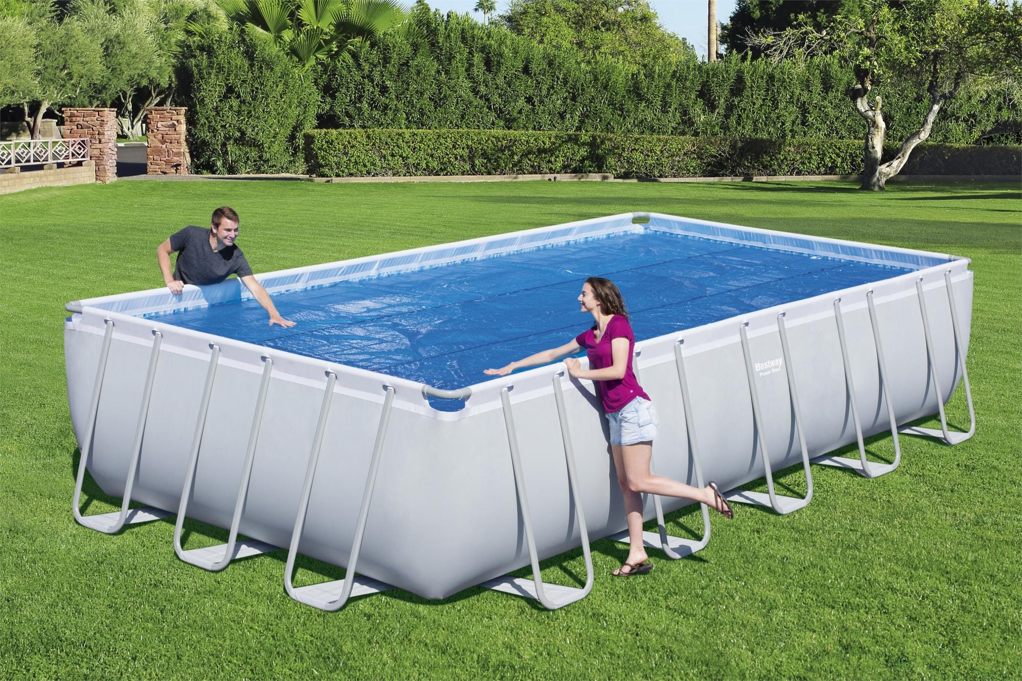 Accessoires Piscine Bâche à bulles rectangle 703x366cm pour piscine 640x274cm ou 732x366cm Bestway 3