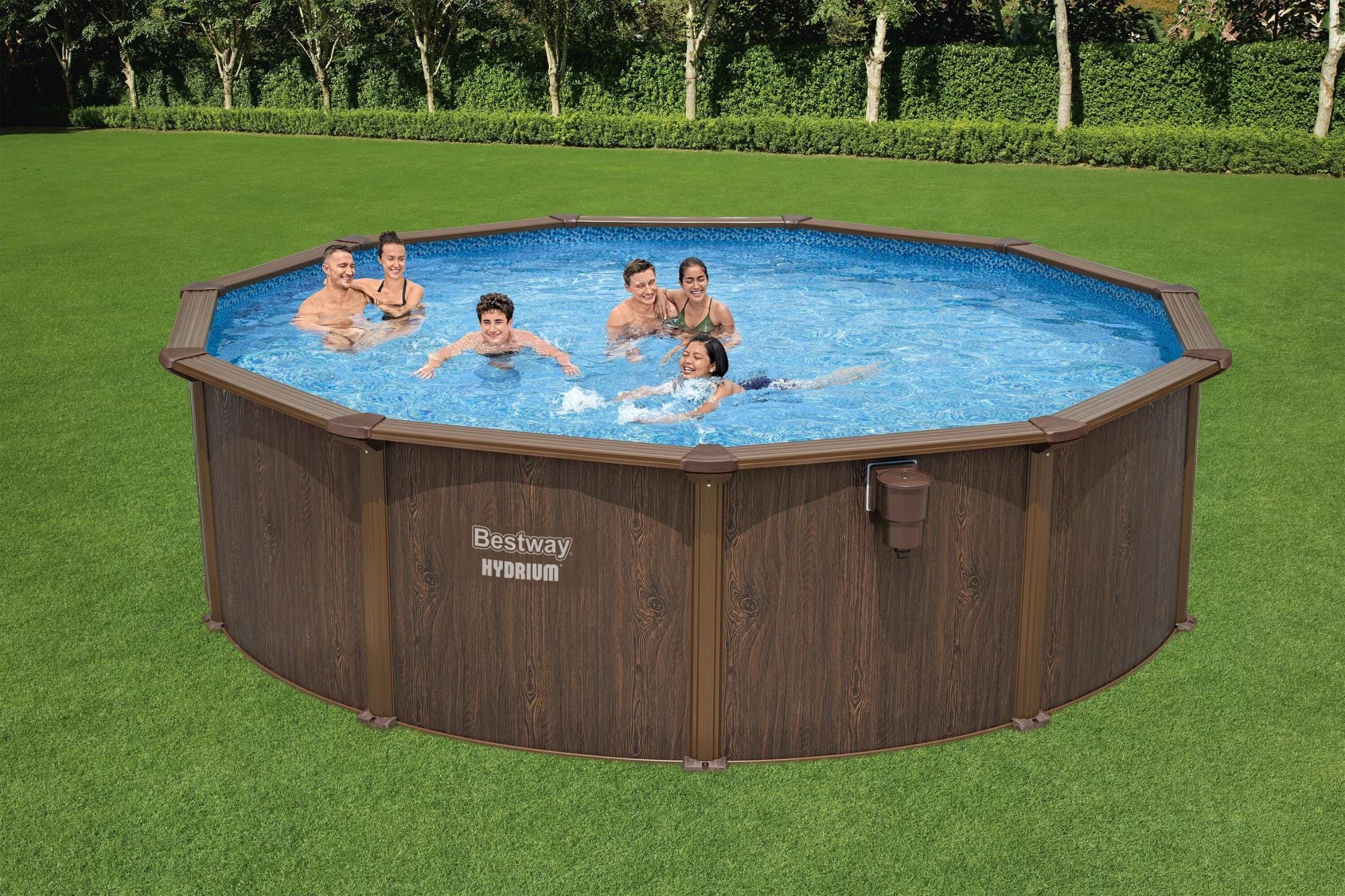 Piscine hors sol Piscine acier hors sol ronde Hydrium 490 x 130 cm effet bois Bestway 1
