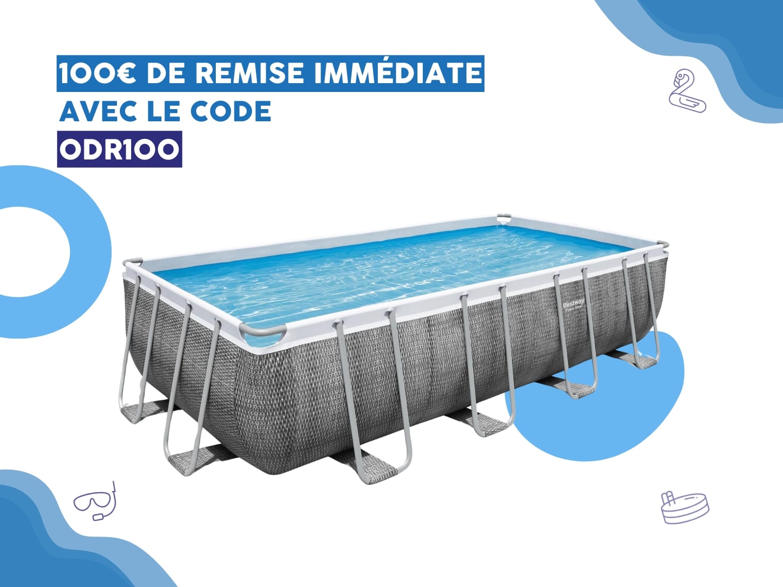 Piscine hors sol Piscine tubulaire rectangle 549x274x122cm Power Steel rotin sans accessoires Bestway 1