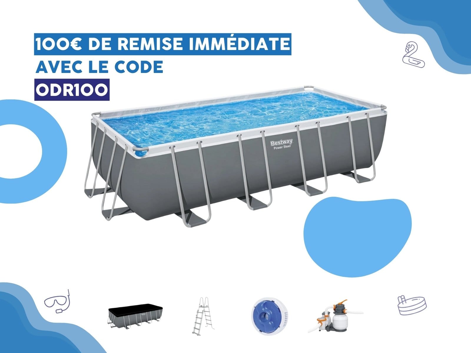 Piscine hors sol Piscine hors sol rectangle Power Steel 549 x 274 x 132 cm Bestway 1