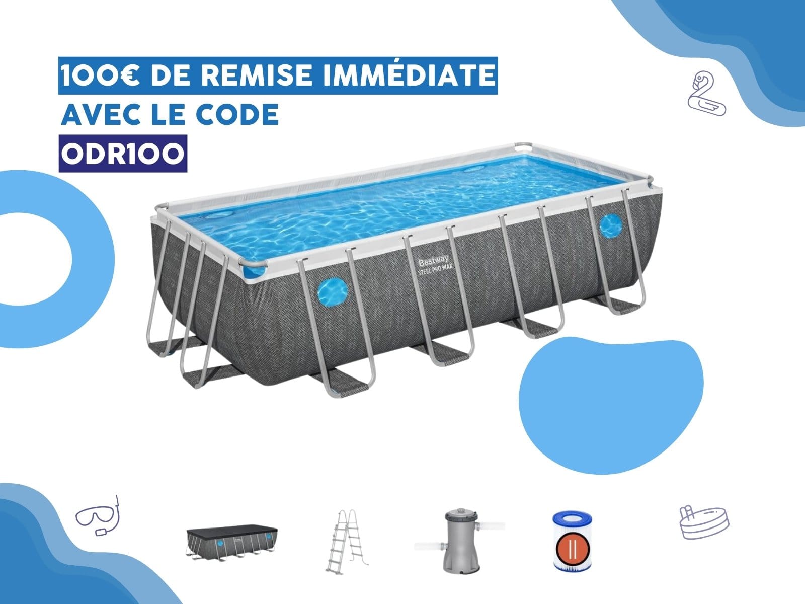 Piscine hors sol Piscine hors sol rectangulaire 488x244x122cm Steel Pro MAX Splashview Bestway 1