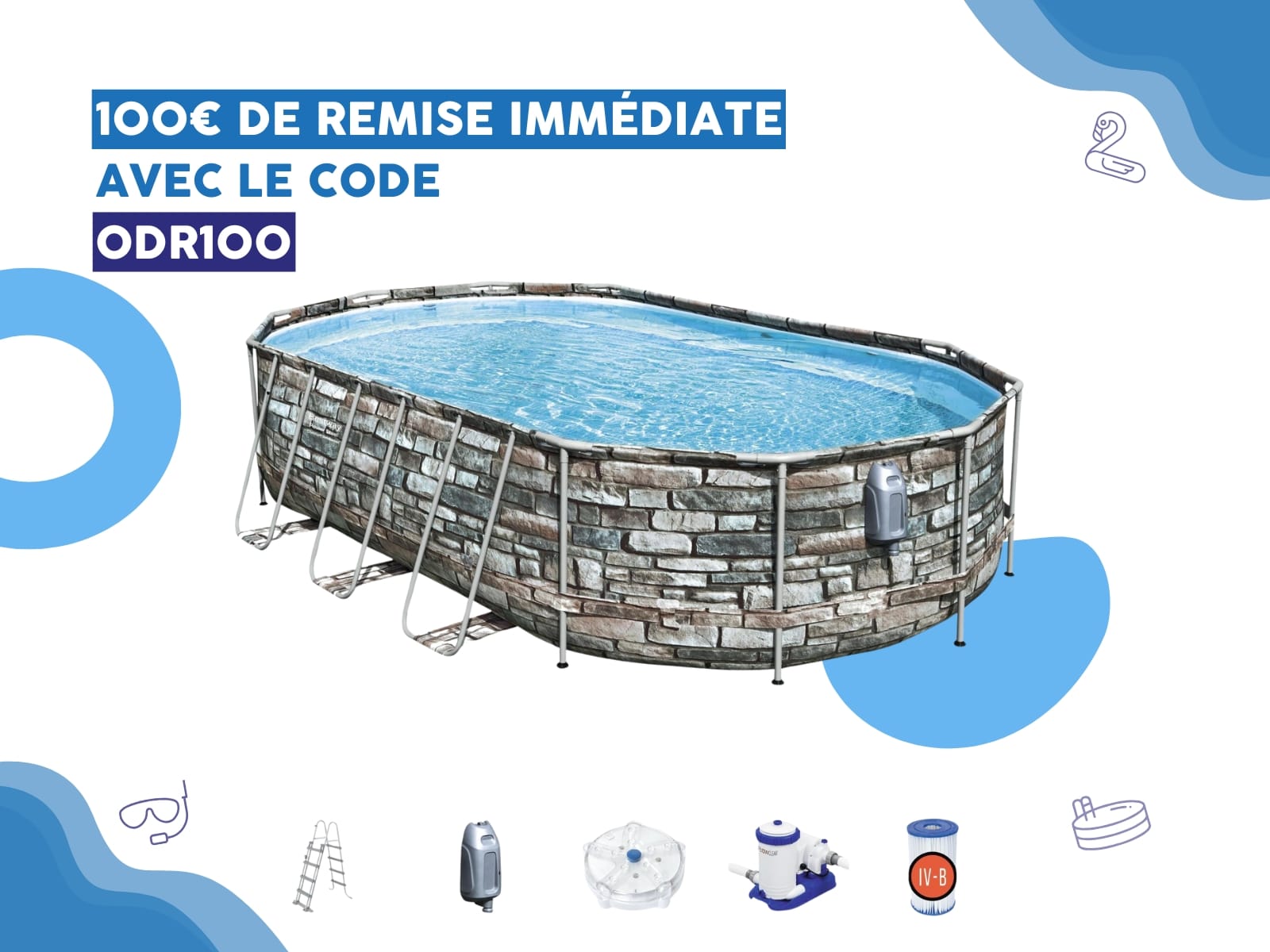 Piscine hors sol Piscine hors sol ovale Power Steel Comfort Jet 610 x 366 x 122 cm Bestway 1