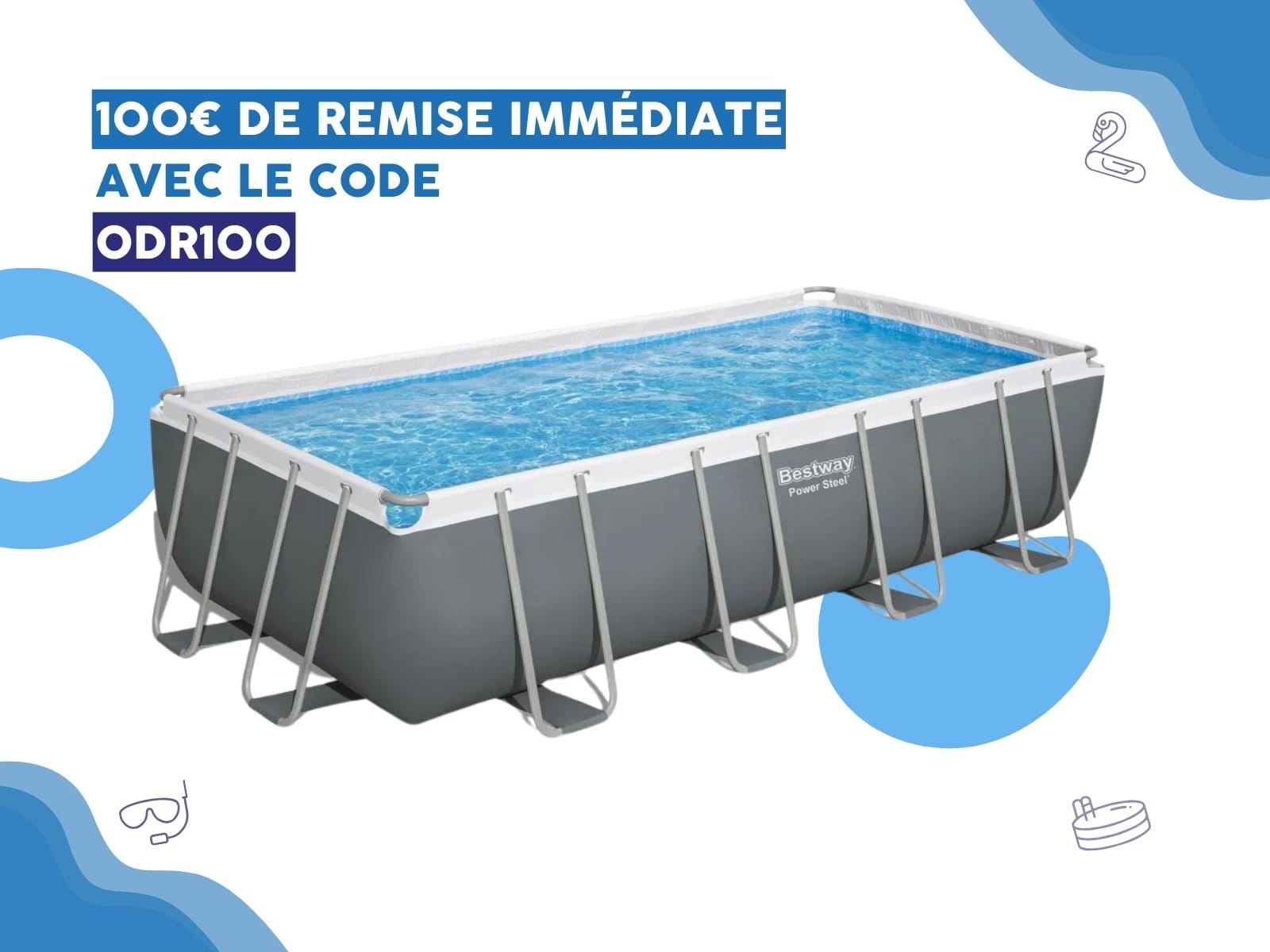 Piscine hors sol Piscine hors-sol sans accessoire Power steel rectangle 549x274x122cm Bestway 1
