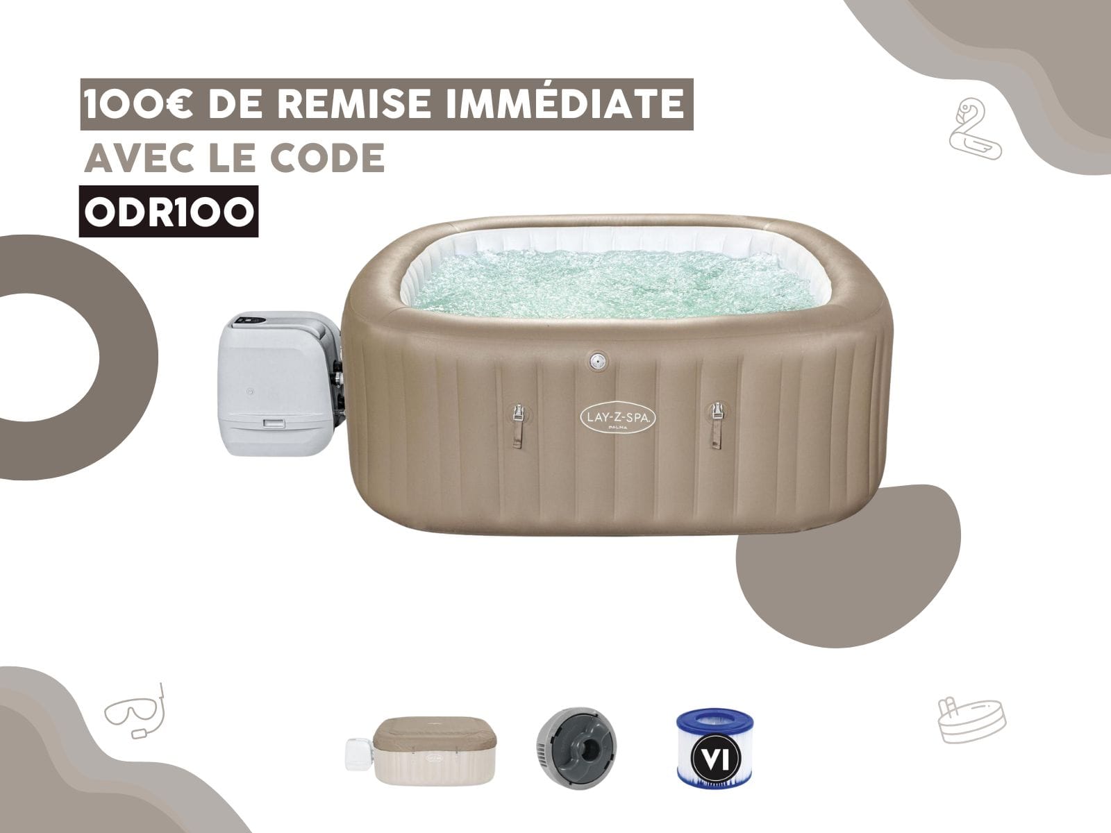 Spa Spa gonflable carré Lay-Z-Spa Palma Hydrojet Pro 5 - 7 places Bestway 1