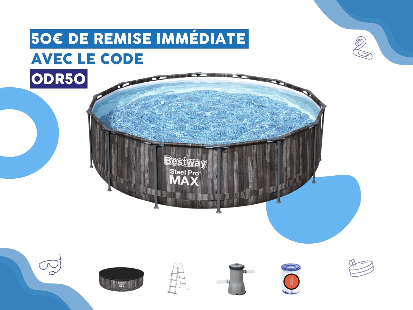Piscine hors sol Piscine hors sol ronde Steel Pro Max 427 x 107 cm décor bois Bestway 1