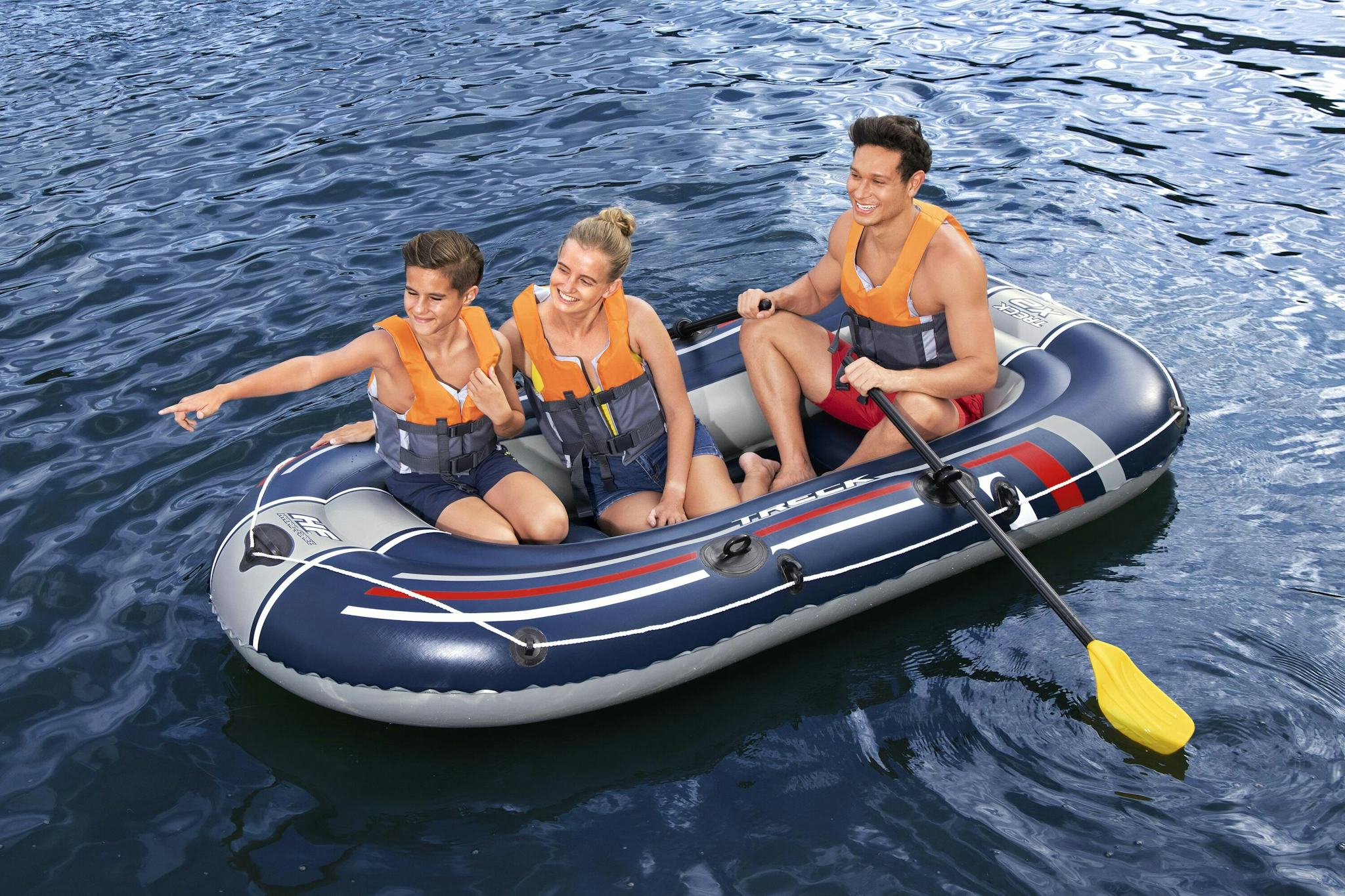 Sports d'eau Bateau gonflable Hydro-Force™ Treck X2 255 x 127 x 36 cm avec 2 rames et un gonfleur à pied Bestway 6