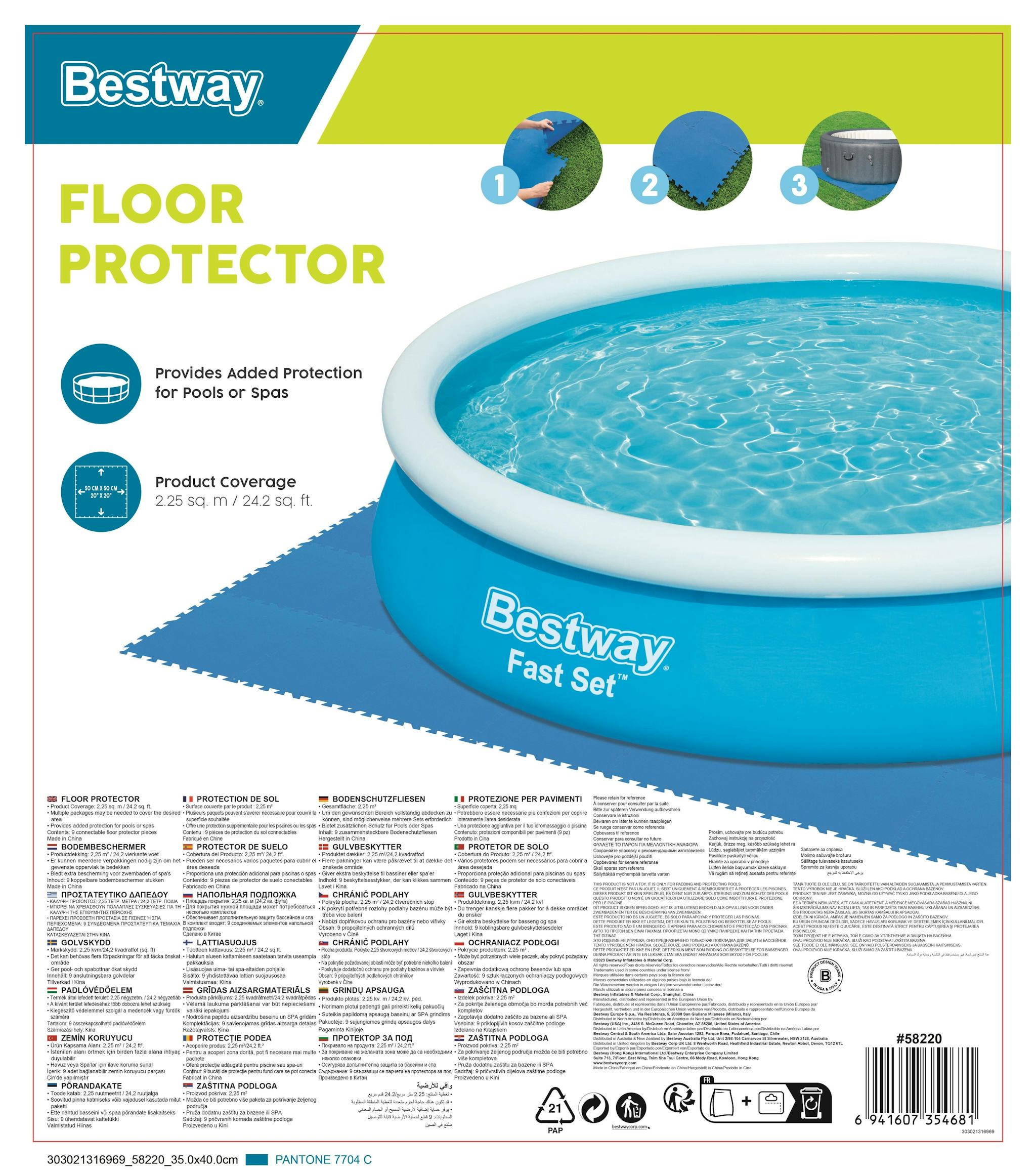 Accessoires piscine et spa Lot de 9 tapis de protection 50 x 50 cm - bleu Bestway 9