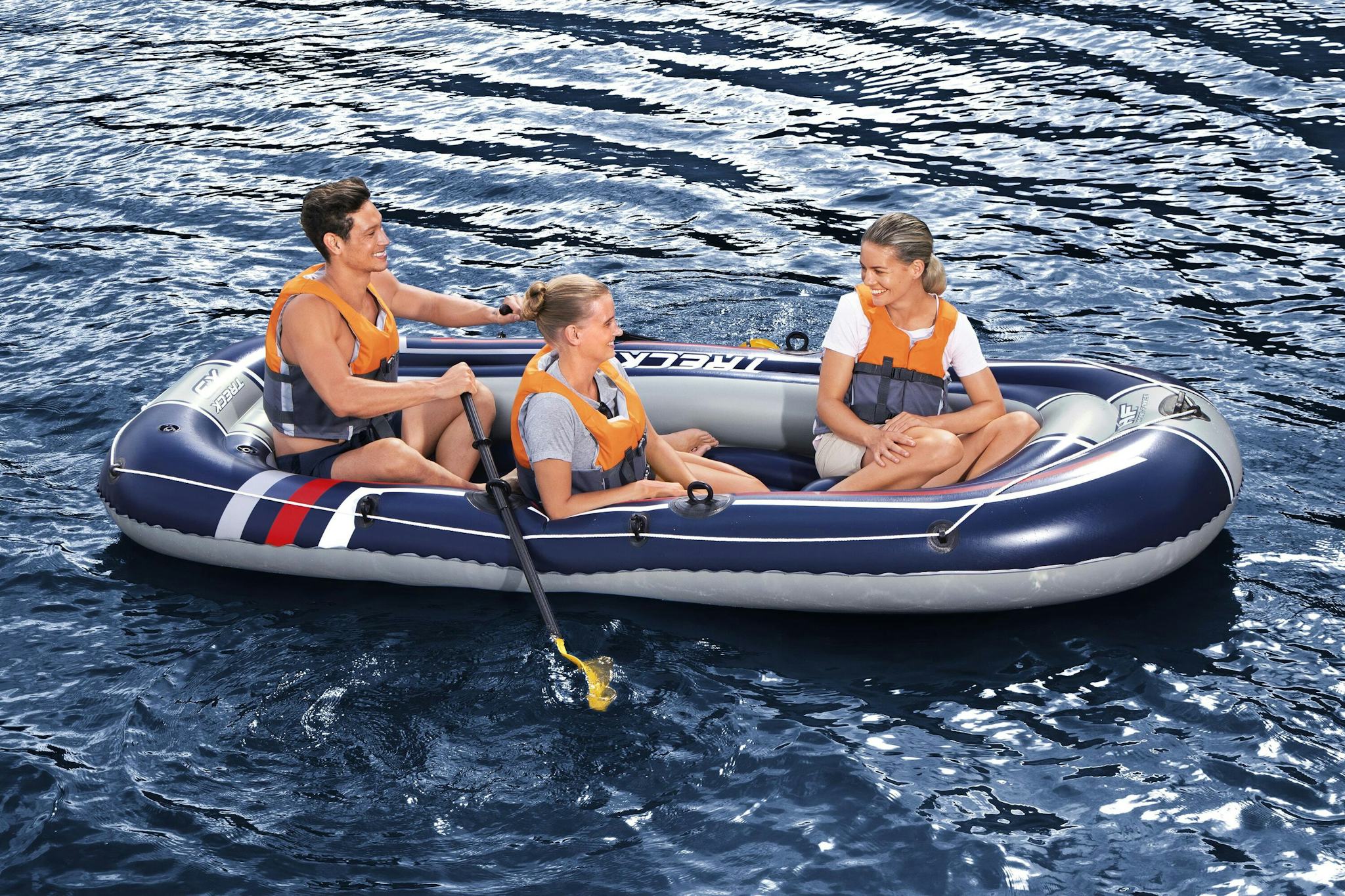 Sports d'eau Bateau gonflable Treck X3 set Hydro-Force™, 307 x 126 cm, 3 adultes et 1 enfant, 2 pagaies et une pompe à pied Bestway 3