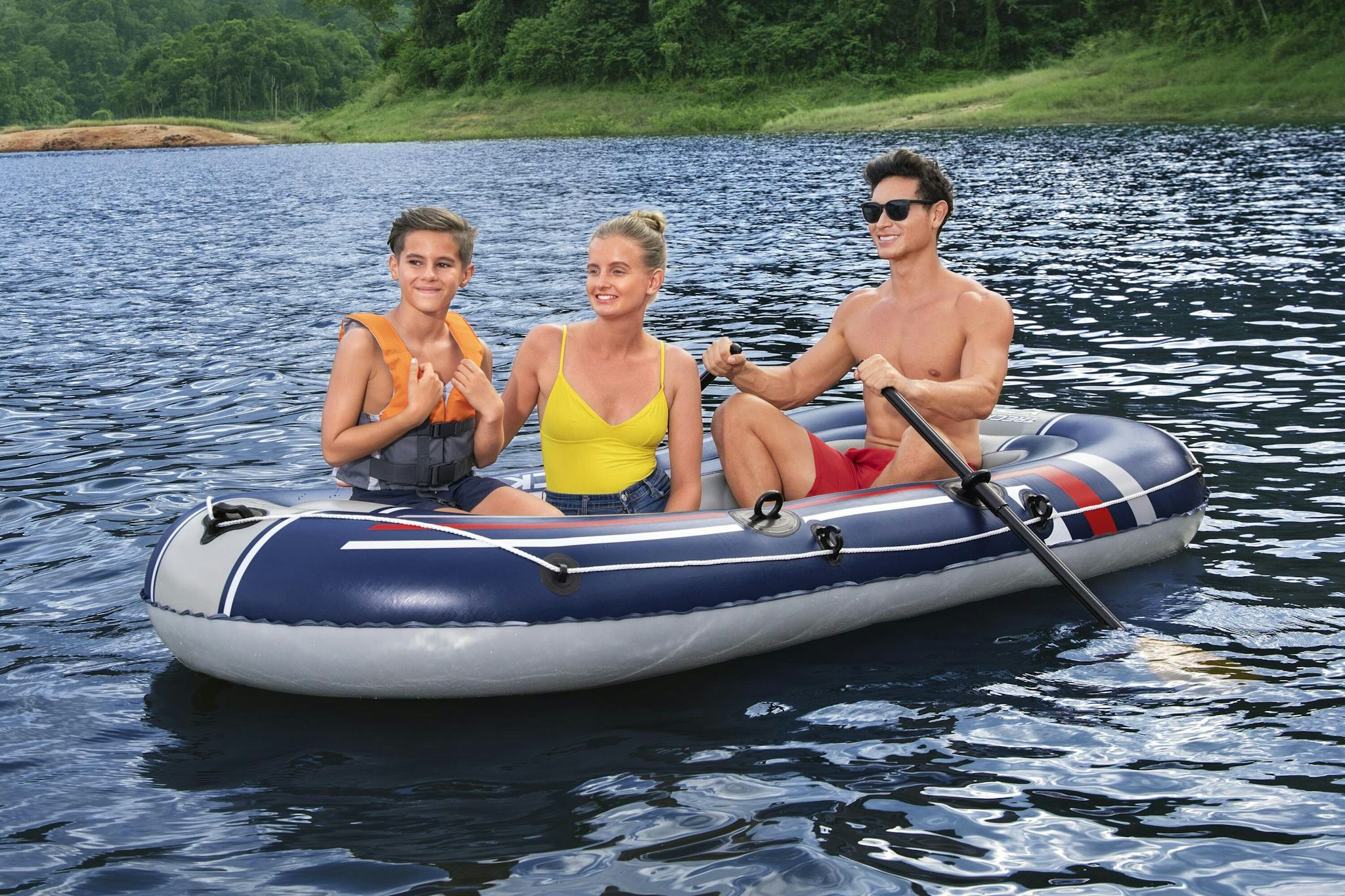 Sports d'eau Bateau gonflable Hydro-Force™ Treck X2 255 x 127 x 36 cm avec 2 rames et un gonfleur à pied Bestway 4