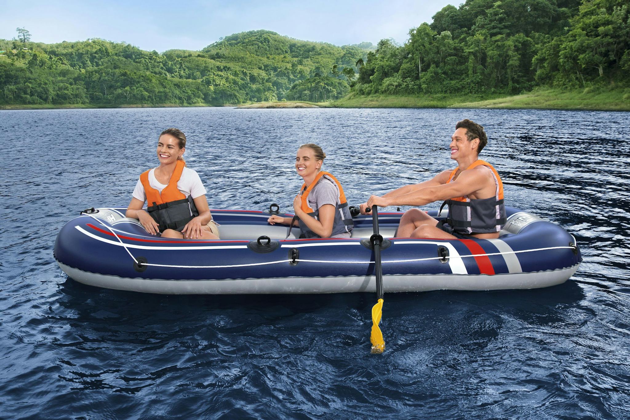Sports d'eau Bateau gonflable Treck X3 set Hydro-Force™, 307 x 126 cm, 3 adultes et 1 enfant, 2 pagaies et une pompe à pied Bestway 6
