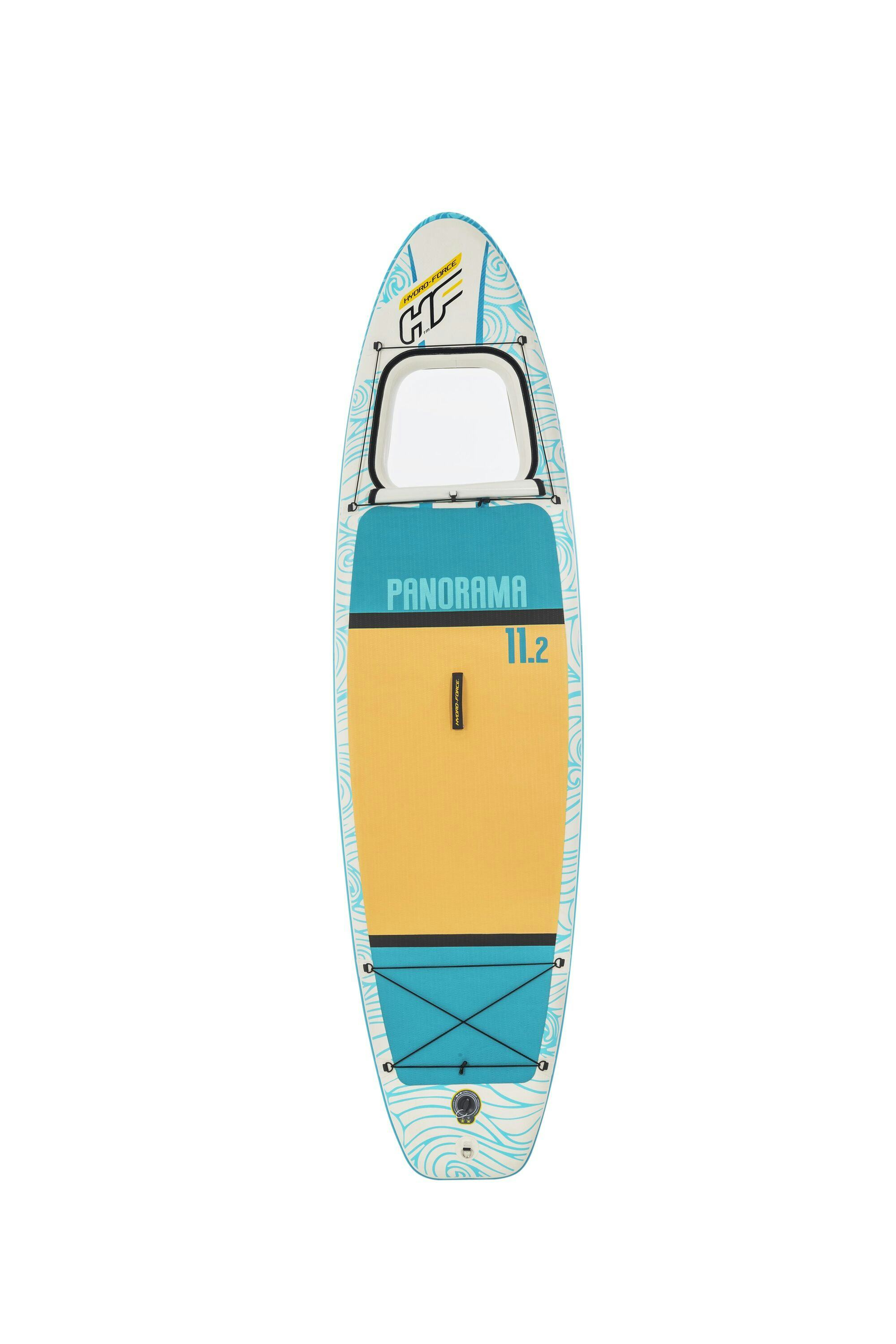 Sports d'eau Paddle gonflable Panorama Hydro-force™, 340 x 89 x 15 cm, 150 kg max, fenêtre transparente, poignées de transport, pompe, leash, sac de transport et pagaie Bestway 2