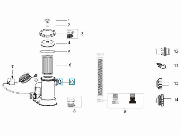 Pièces Détachées Kit couvercle et joints pour pompes à filtre Flowclear™ Bestway® 5678 m3/h Bestway 4