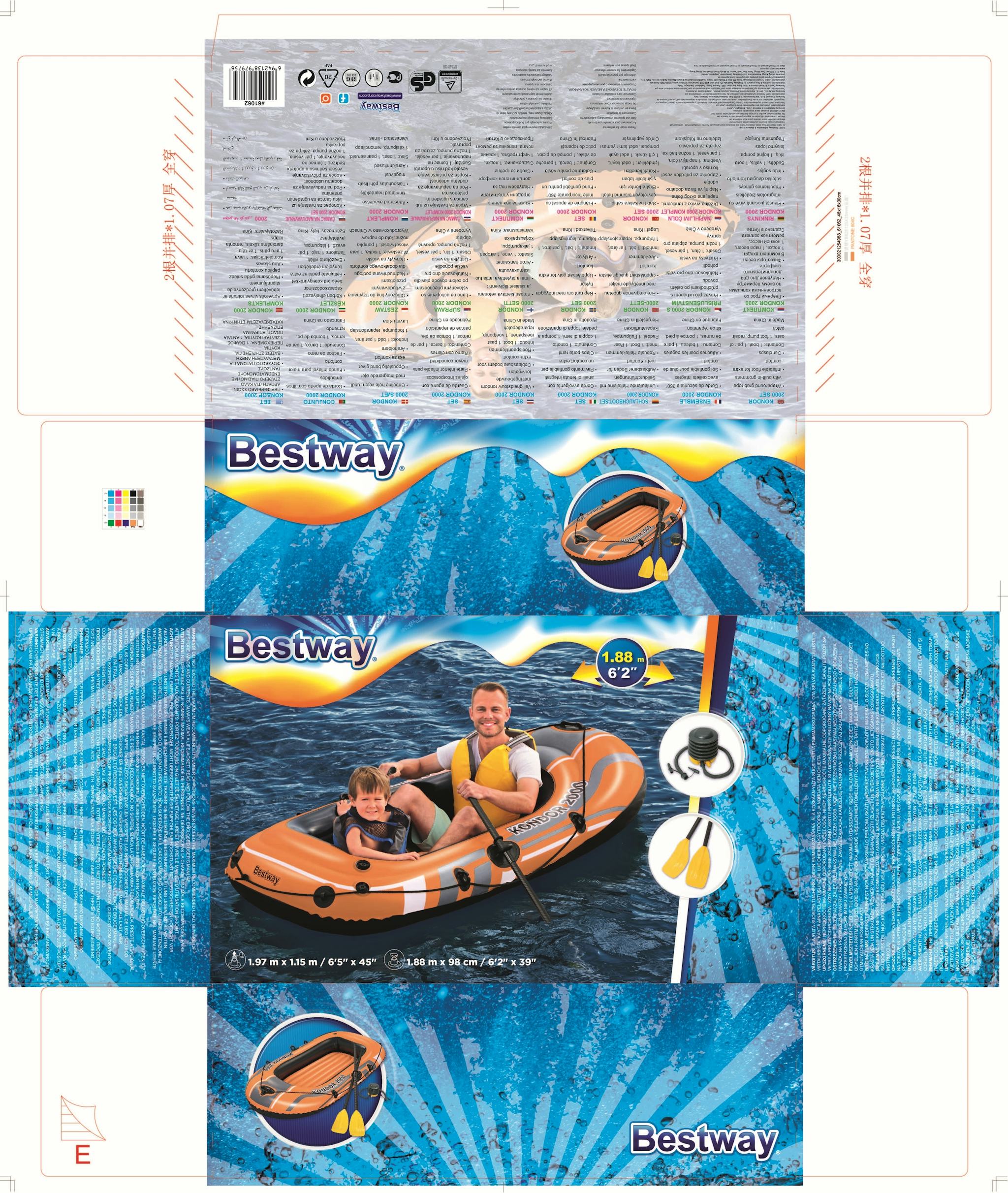 Sports d'eau Bateau gonflable Kondor 2000, 2 rames, gonfleur, 188 x 98 x 30 cm Bestway 19