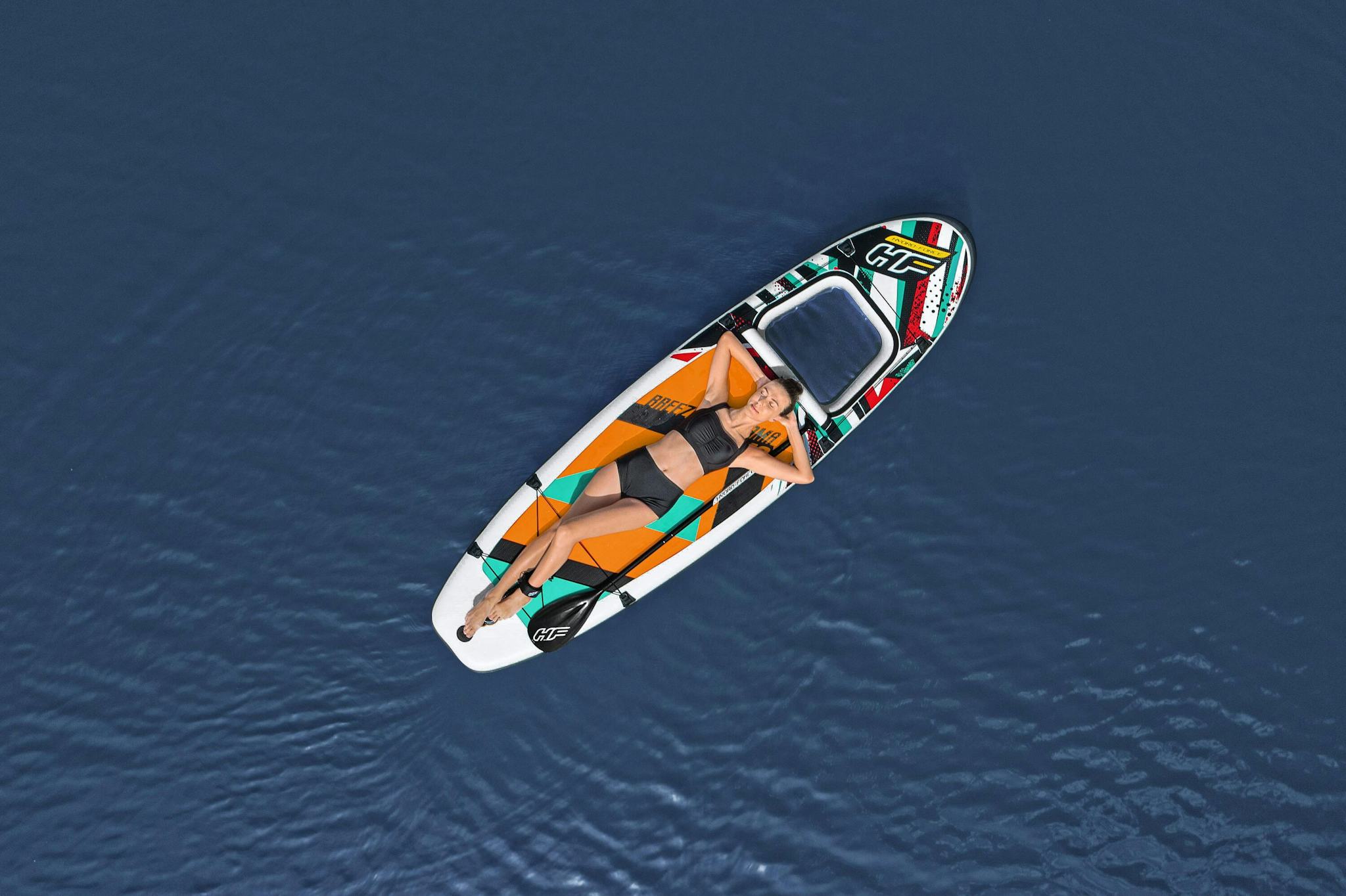 Sports d'eau Paddle SUP gonflable Hydro-Force™ Breeze Panorama, 305 x 84 x 12 cm avec hublot, pagaie, leash, pompe, 1 aileron et sac à dos de transport Bestway 9
