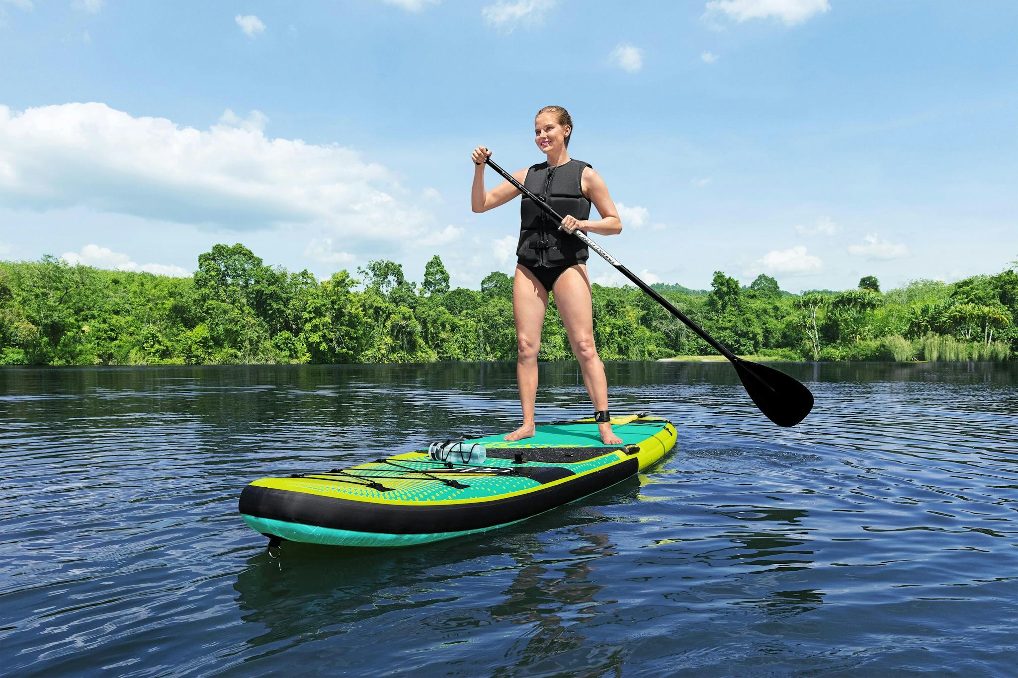 Sports d'eau Paddle SUP Freesoul Tech 340 x 89 x 15 cm transformable en kayak ou en planche à voile, avec siège, cale-pieds, pompe Bestway 6