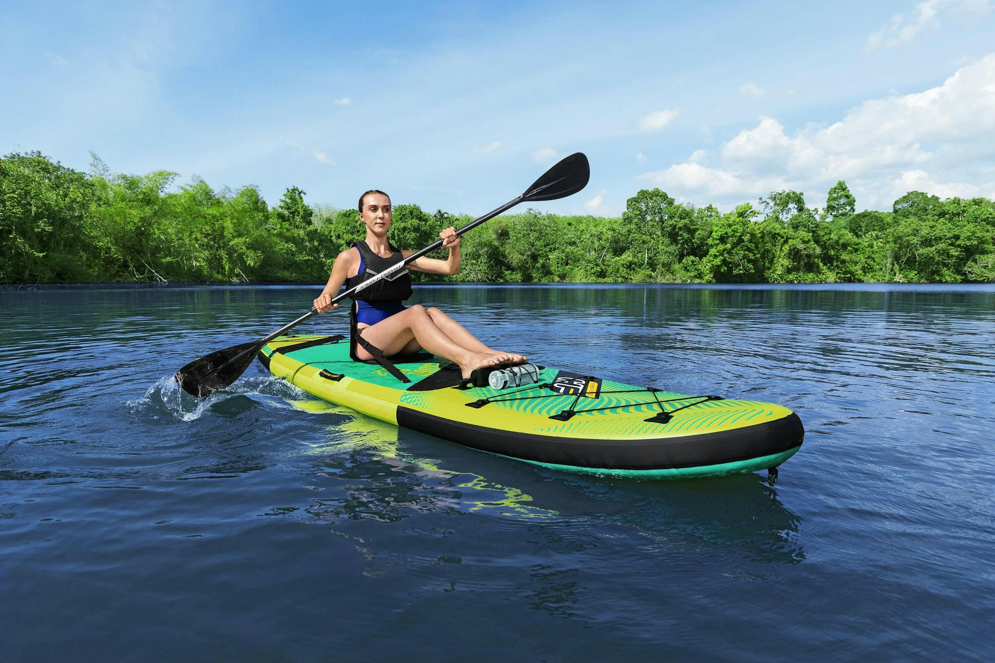 Sports d'eau Paddle SUP Freesoul Tech 340 x 89 x 15 cm transformable en kayak ou en planche à voile, avec siège, cale-pieds, pompe Bestway 7